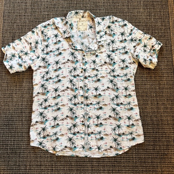 Amiana Green and White Casual Shirt with Button Down Design - Picture 1 of 3